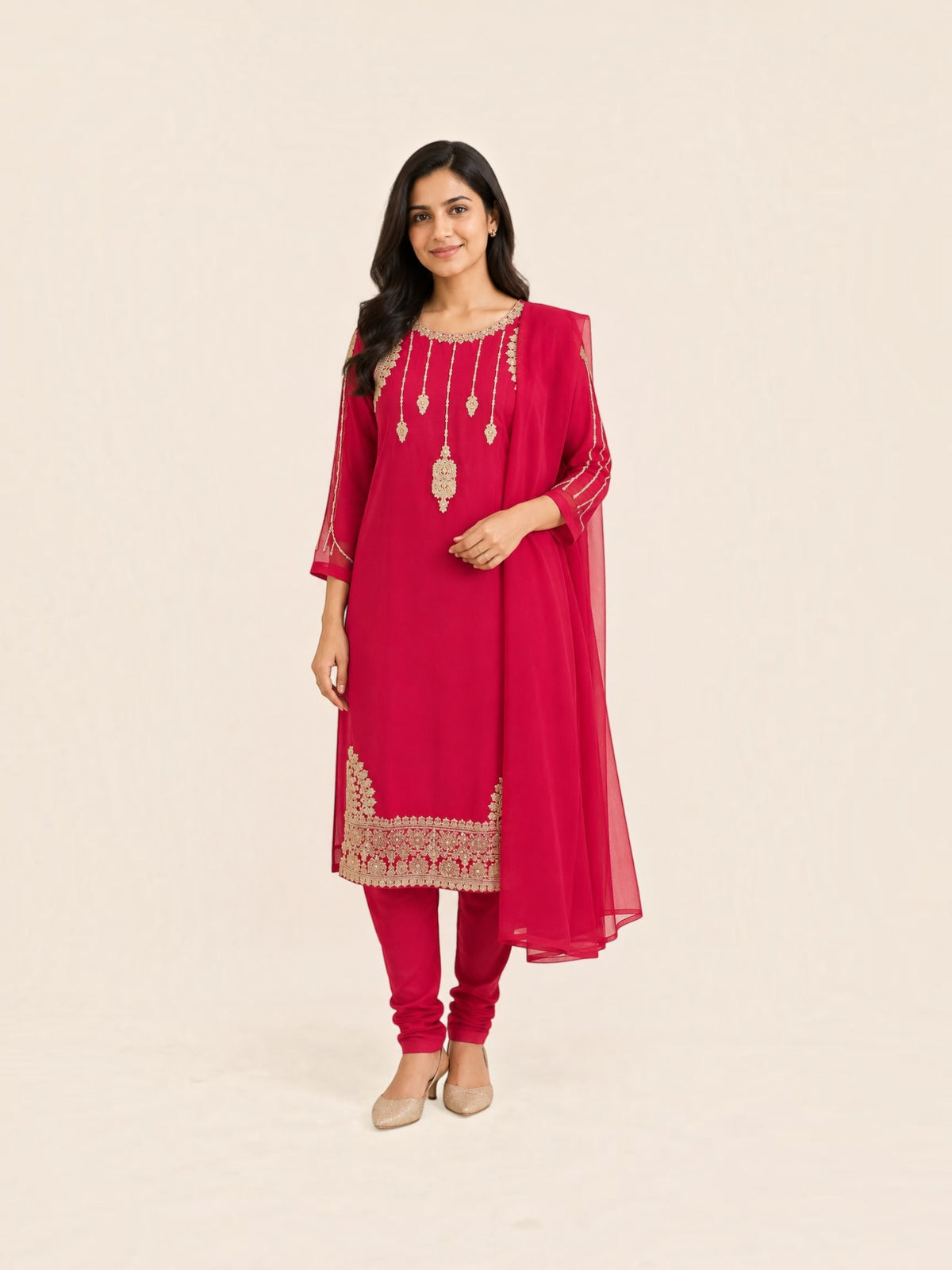 Girls traditional designer Salwar Kameez suit by Saree Ghor Charlotte, colorful cultural wear with intricate embroidery.