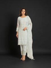 Sky Blue Georgette Suit with Embroidery Work, Cultural Wear for Women
