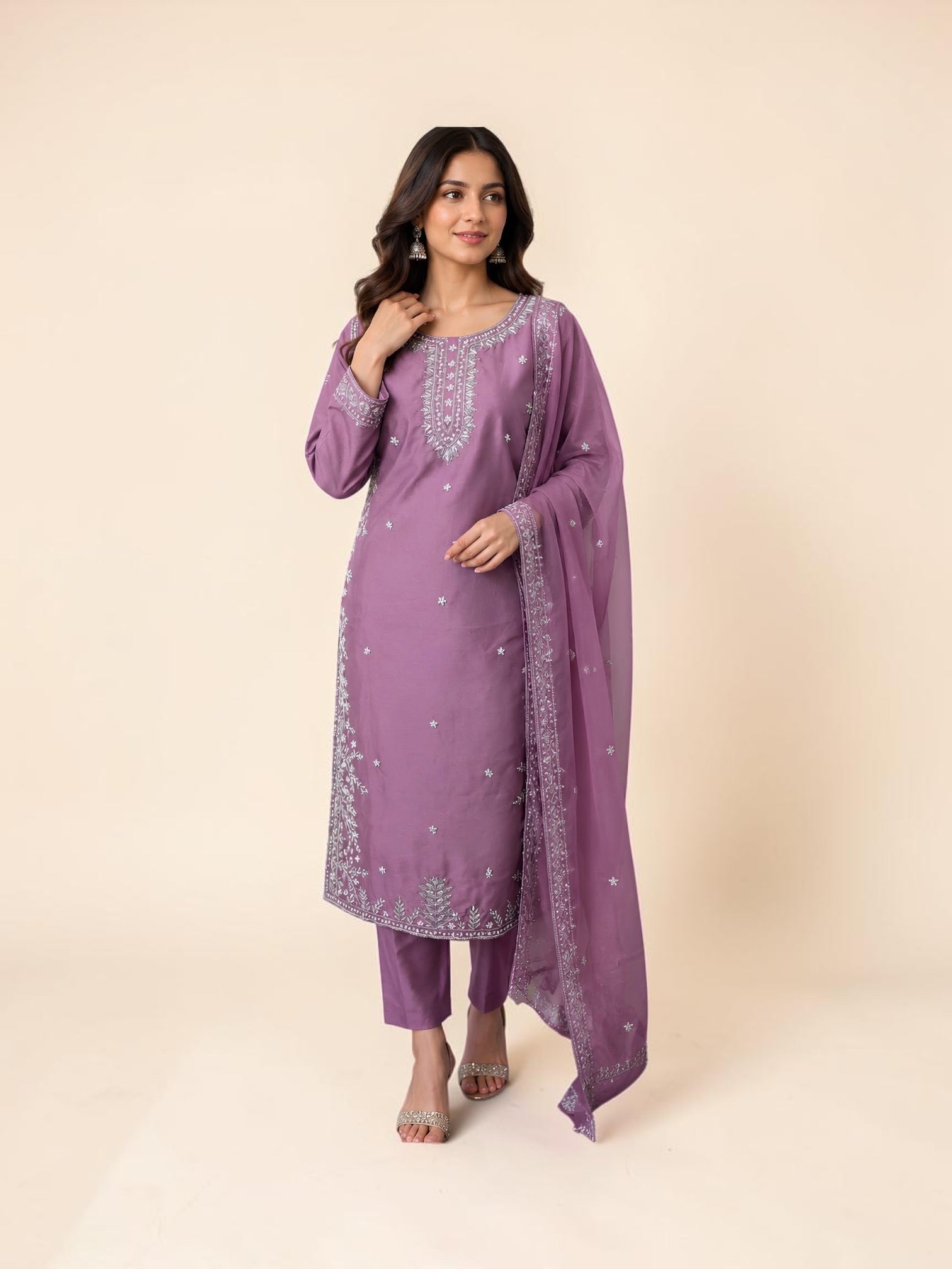 Traditional Saree Ghor Charlotte Salwar Kameez set for women with intricate embroidery and vibrant colors, perfect for cultural wear.