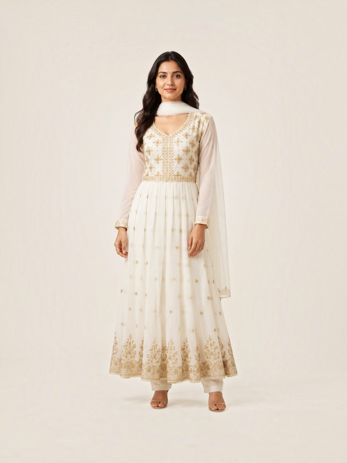 White Designer Party Wear Dress,Cultural Wear for Women, 205