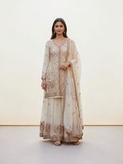 Heavy Work Russian Plazo Dress, Cultural Wear for Women
