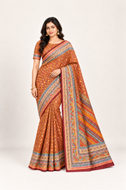 Soft Chinon Silk Saree with Ready Blouse, Cultural Wear for Women