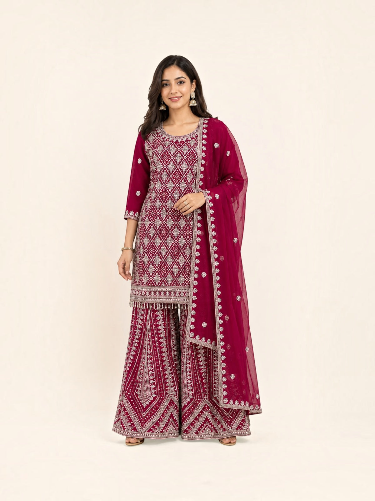 Rani Pink, Traditional Designer Salwar Kameez Suit, Cultural Wear for Women, 226