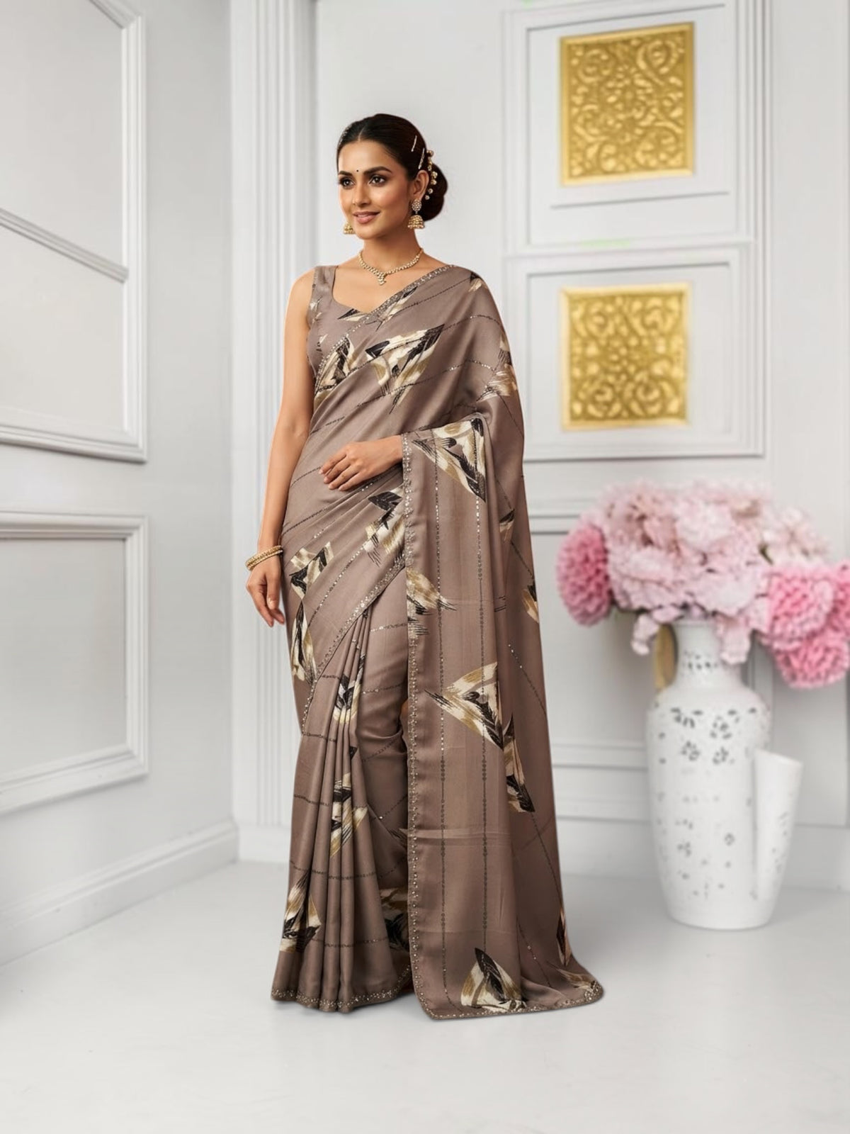 Elegant traditional Saree by Saree Ghor Charlotte featuring intricate designs, perfect for cultural wear for women.