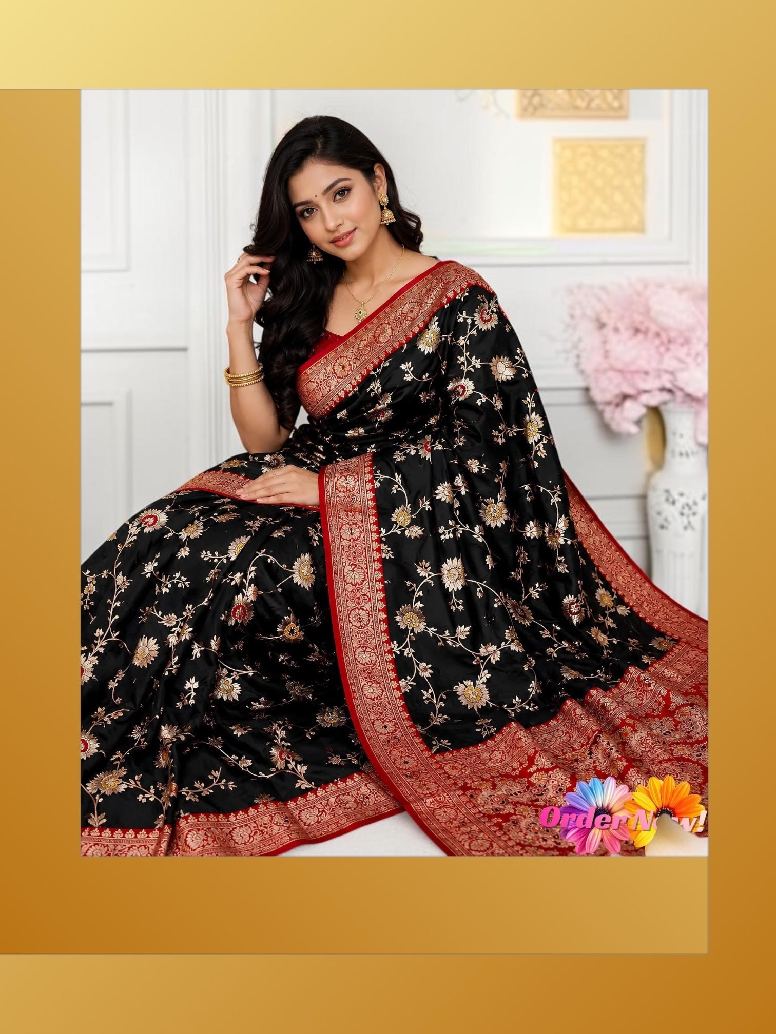 Traditional Silk Weaving Saree with Unstitched Blouse, Cultural Wear for Women