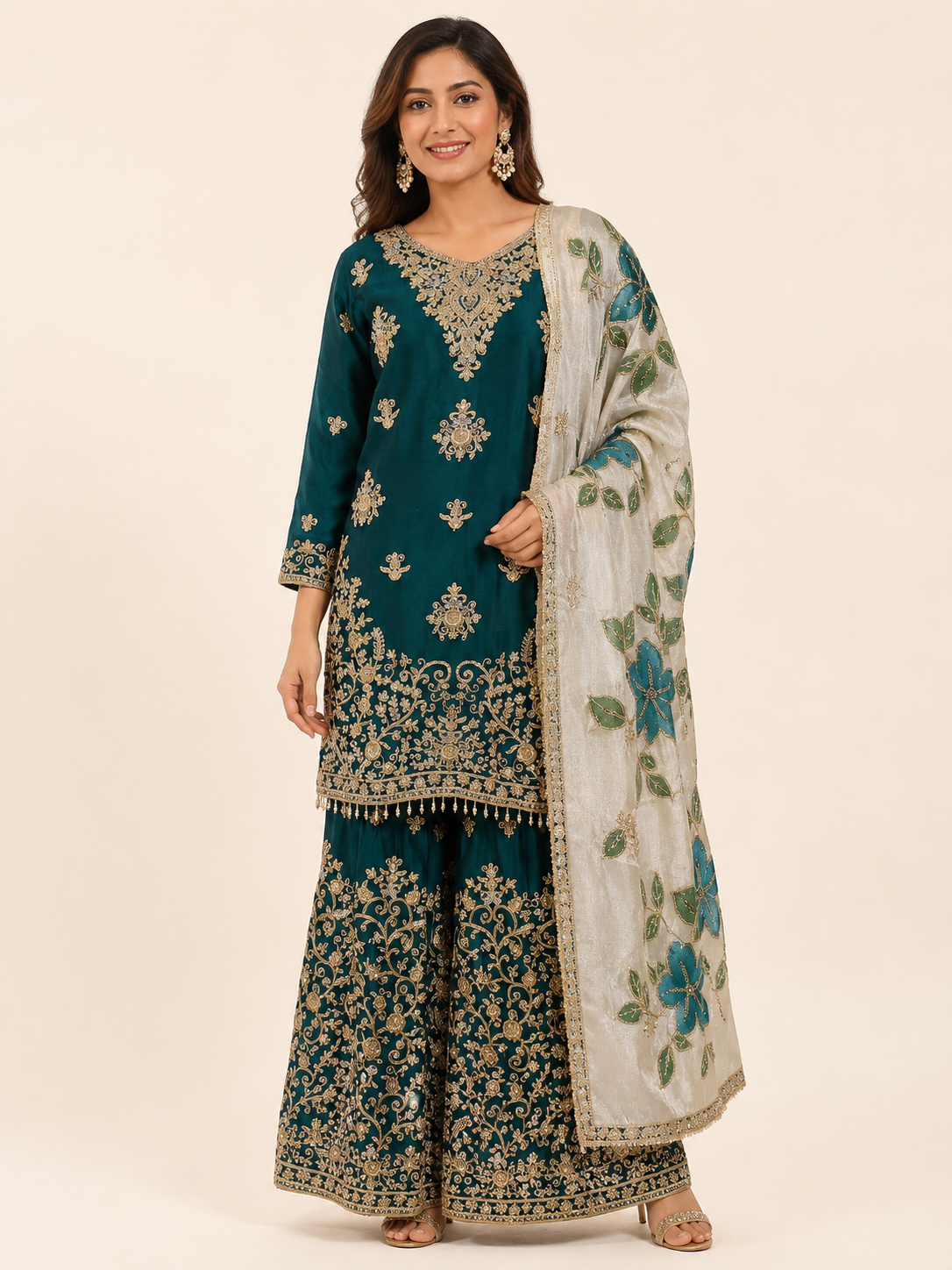Russian Plazo Dress, Cultural Wear for Women