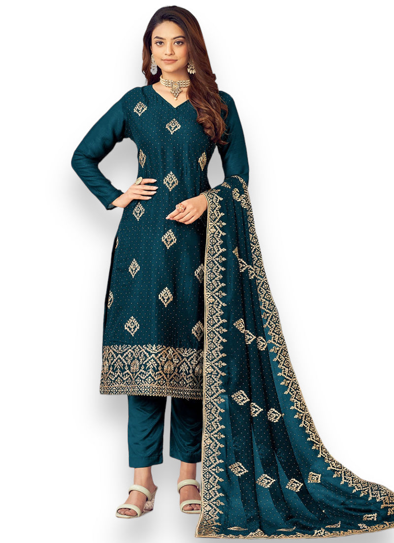 Teal Blue Elegance: Perfect Wedding Wear Salwar Suit