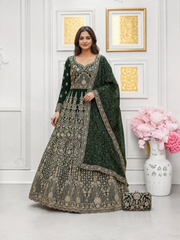 Faux Georgette Party Wear Gown with Purse, Cultural Wear for Women