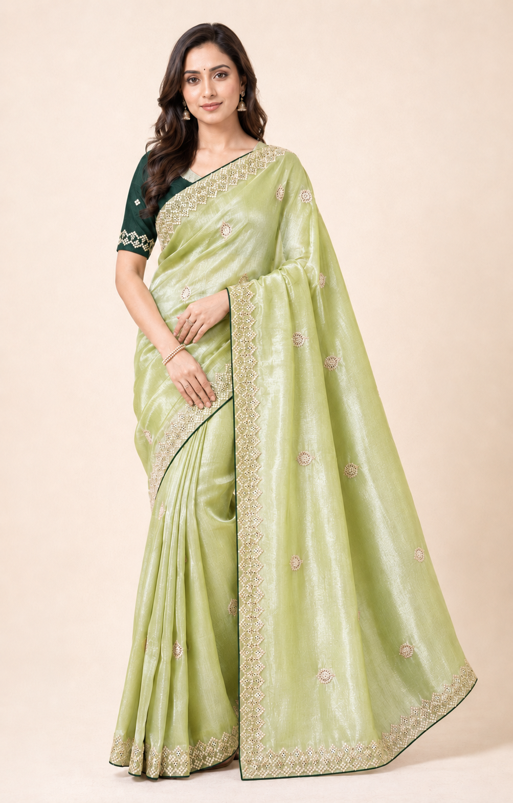 Traditional Saree by Saree Ghor Charlotte, showcasing vibrant fabric, intricate design, and elegant drape for cultural wear.