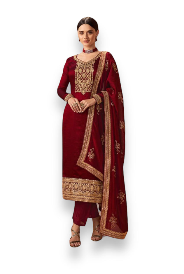 Elegance Unveiled: Blooming Silk Georgette Salwar Kameez - 14244