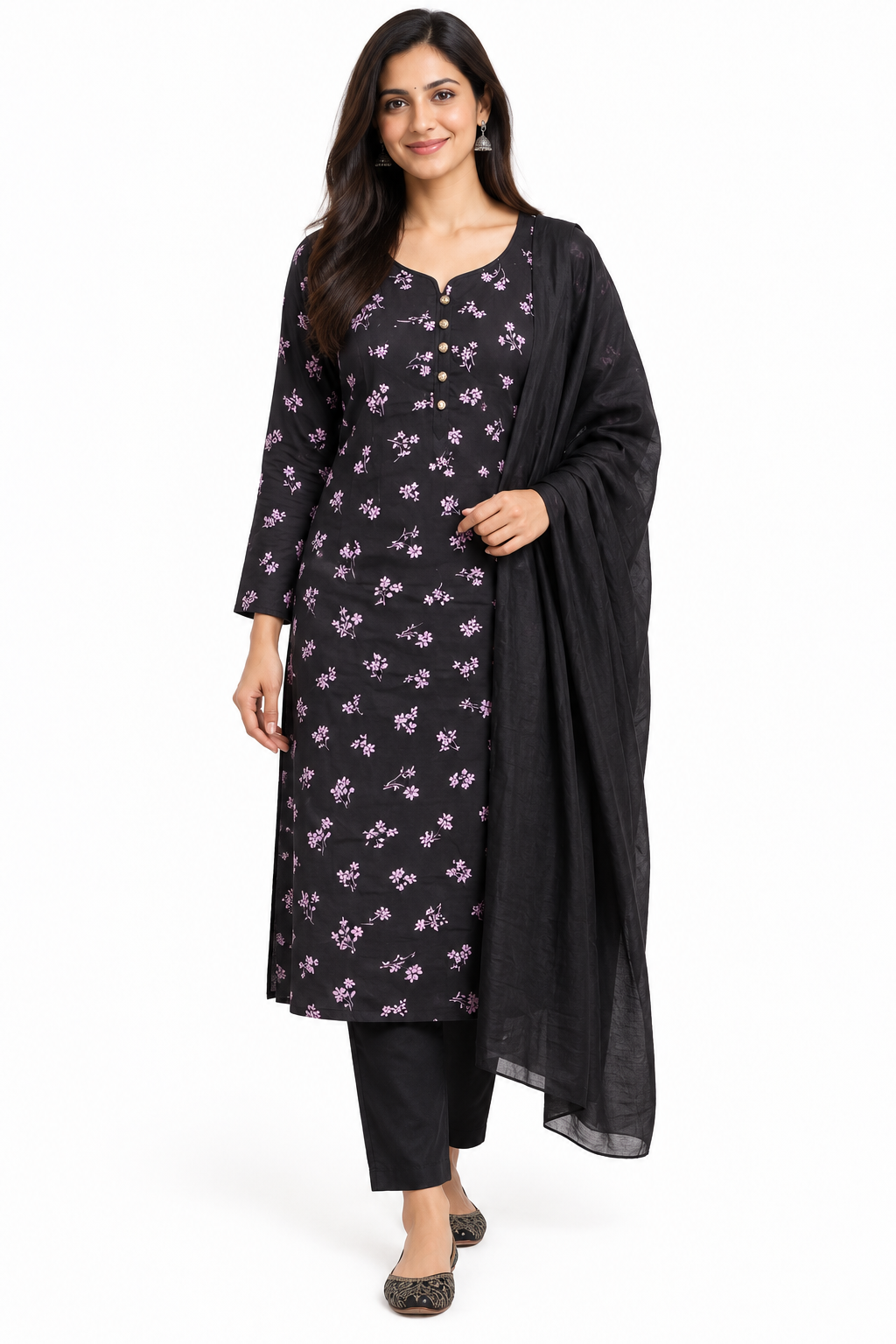 Linen long sleeve salwar kameez for daily wear by Saree Ghor Charlotte, featuring comfortable fabric and elegant design.