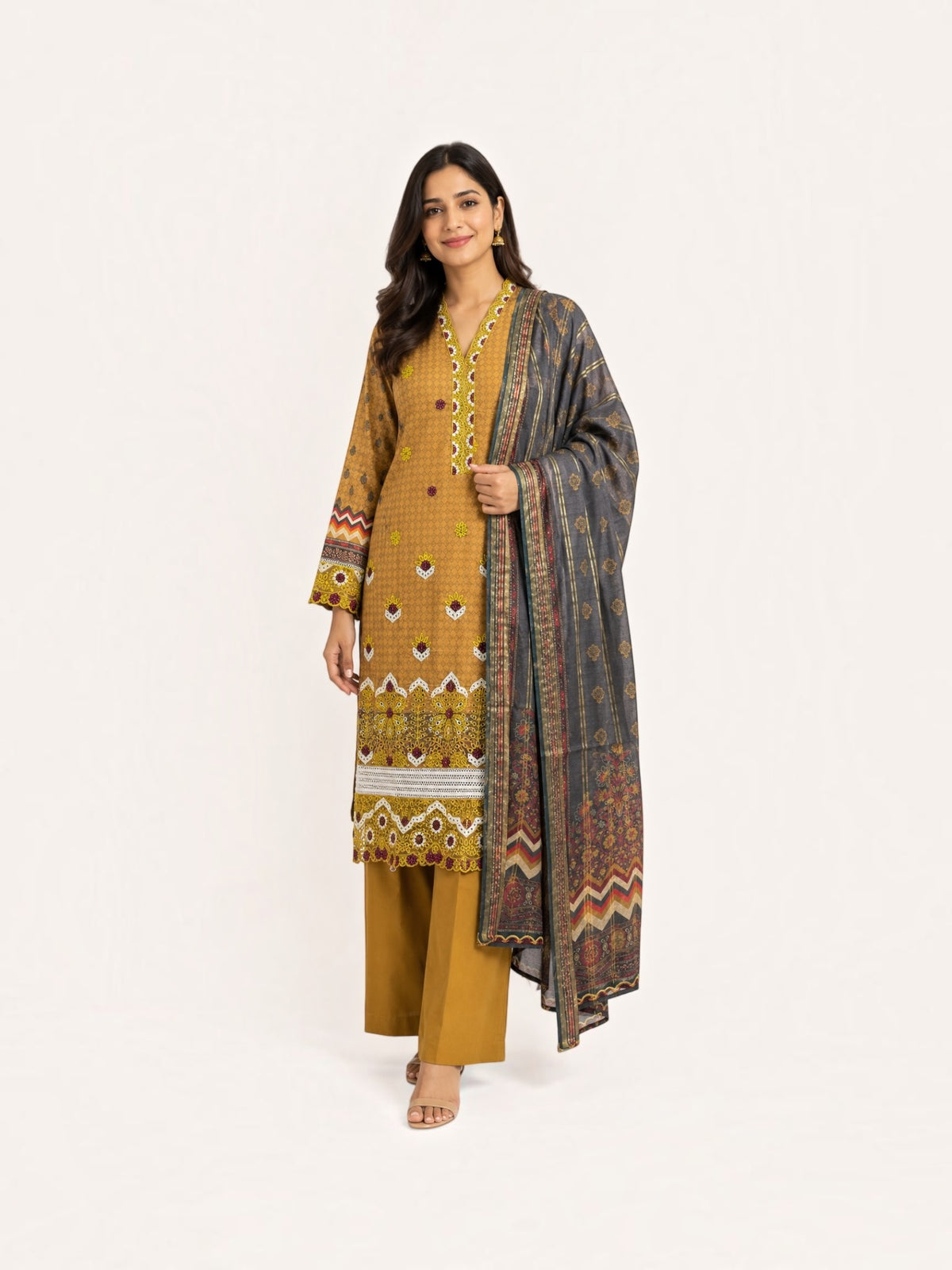 Pakistani Traditional Salwar Kameez Set, Cultural Wear for Women,05