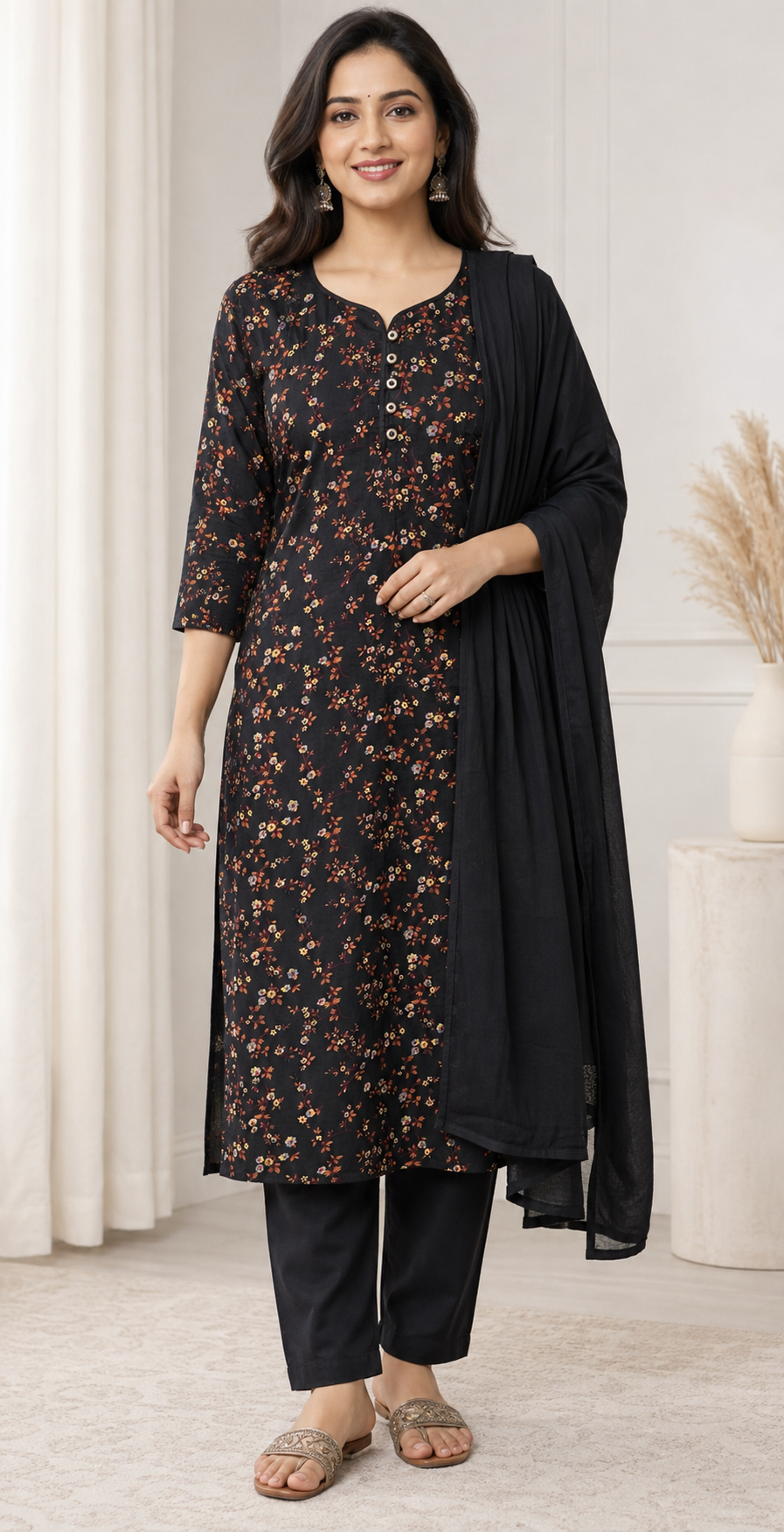 Traditional linen long sleeve salwar kameez for women from Saree Ghor Charlotte, showcasing elegant cultural attire for daily wear.
