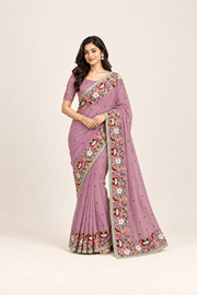 Georgette Saree with Unstitched Blouse, Cultural Wear for Women