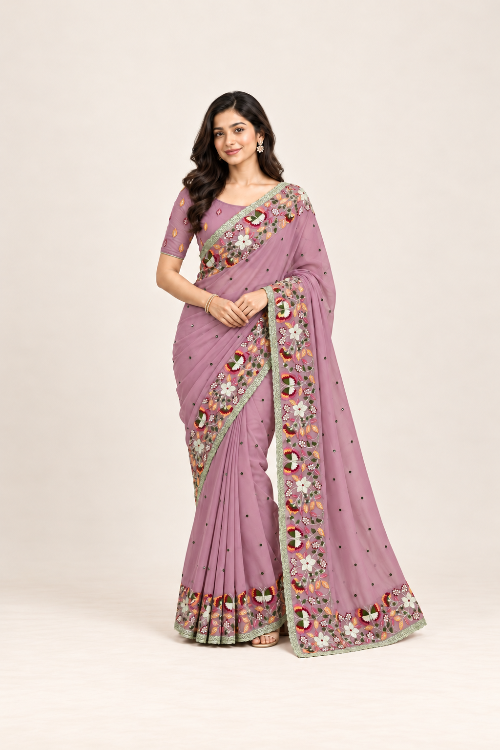 Georgette Saree with Unstitched Blouse, Cultural Wear for Women