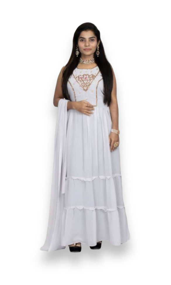 Great Value: Georgette Stone Work Long Gown - Elegant and Affordable-04