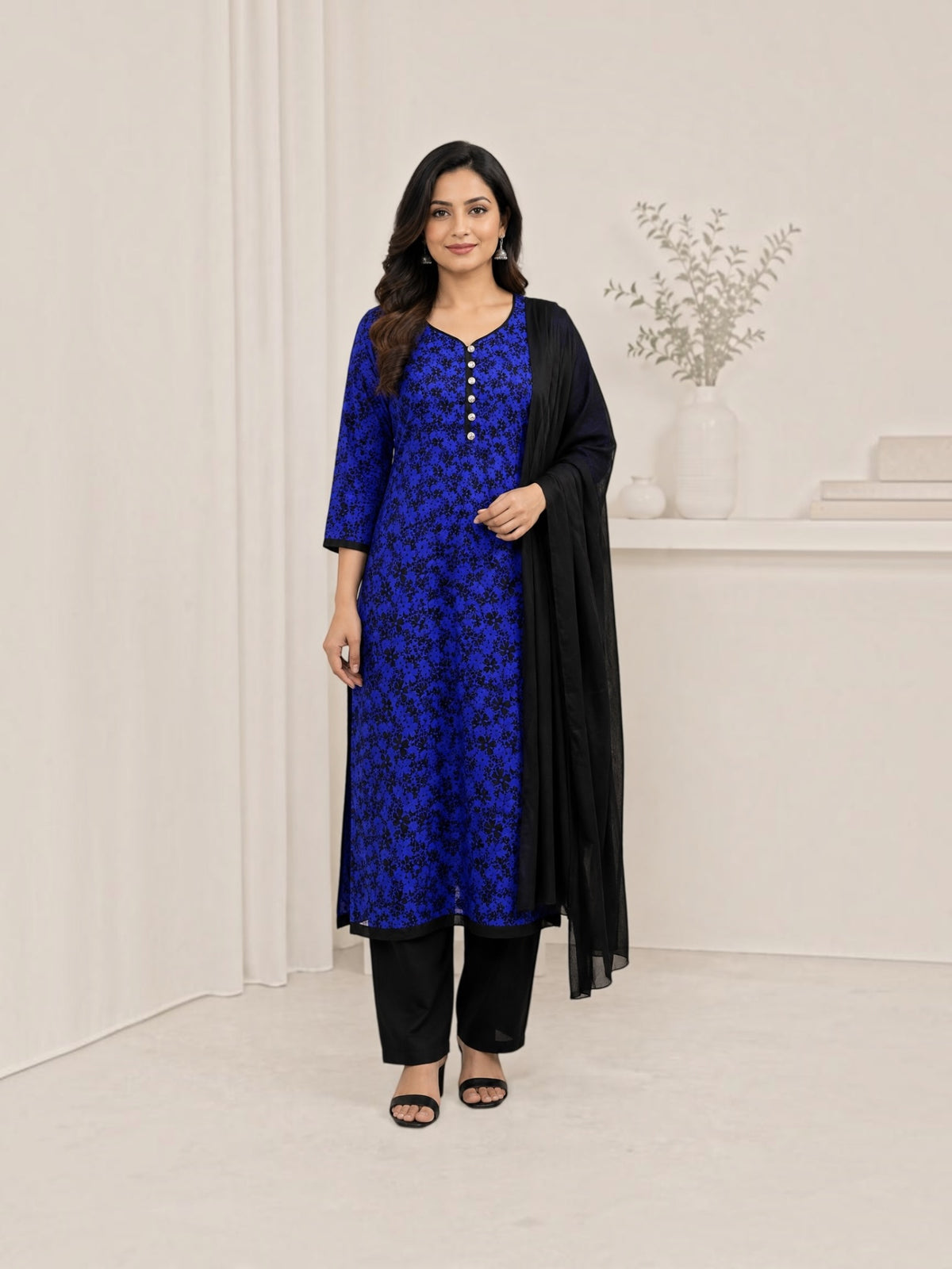 Traditional linen long sleeve salwar kameez for women, showcasing cultural wear by Saree Ghor Charlotte with intricate embroidery.