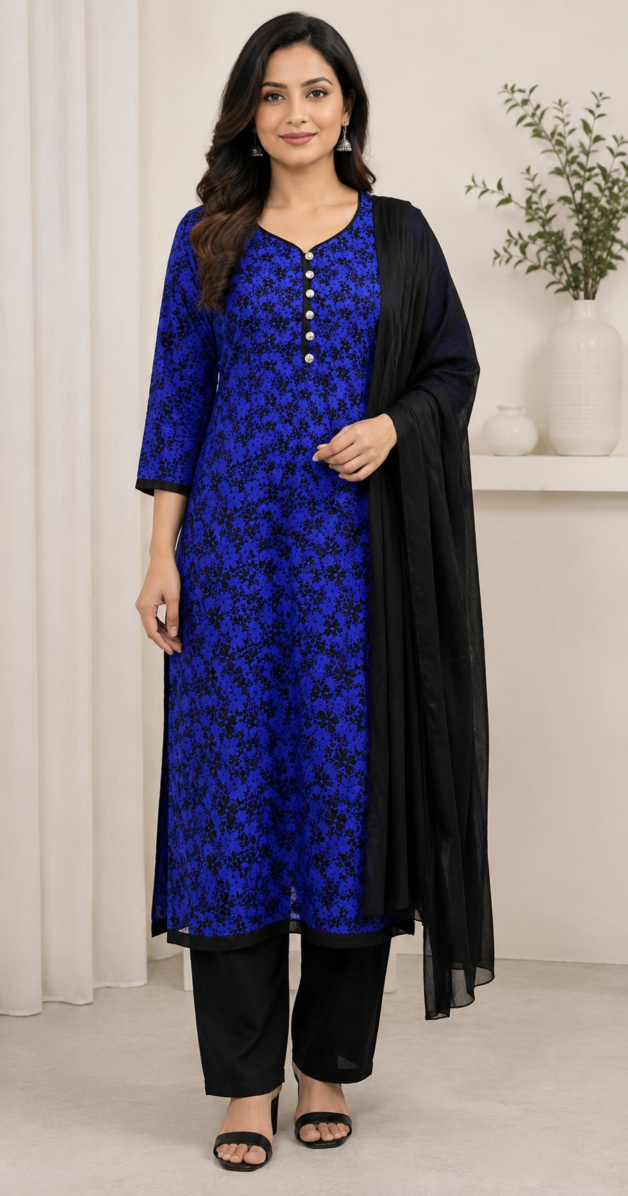Traditional linen long sleeve Salwar Kameez for women by Saree Ghor Charlotte, showcasing elegant cultural wear in a daily wear style.
