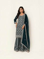 Teal Green, Traditional Designer Salwar Kameez Suit, Cultural Wear for Women, 225