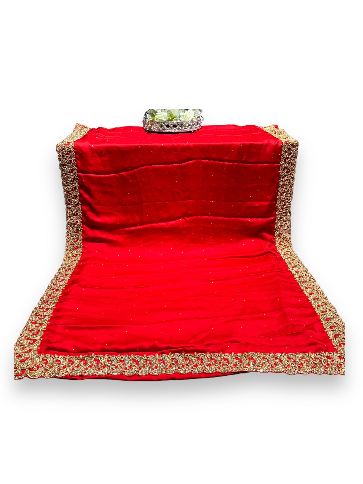 Red Color Designer Handwork Saree With Stones