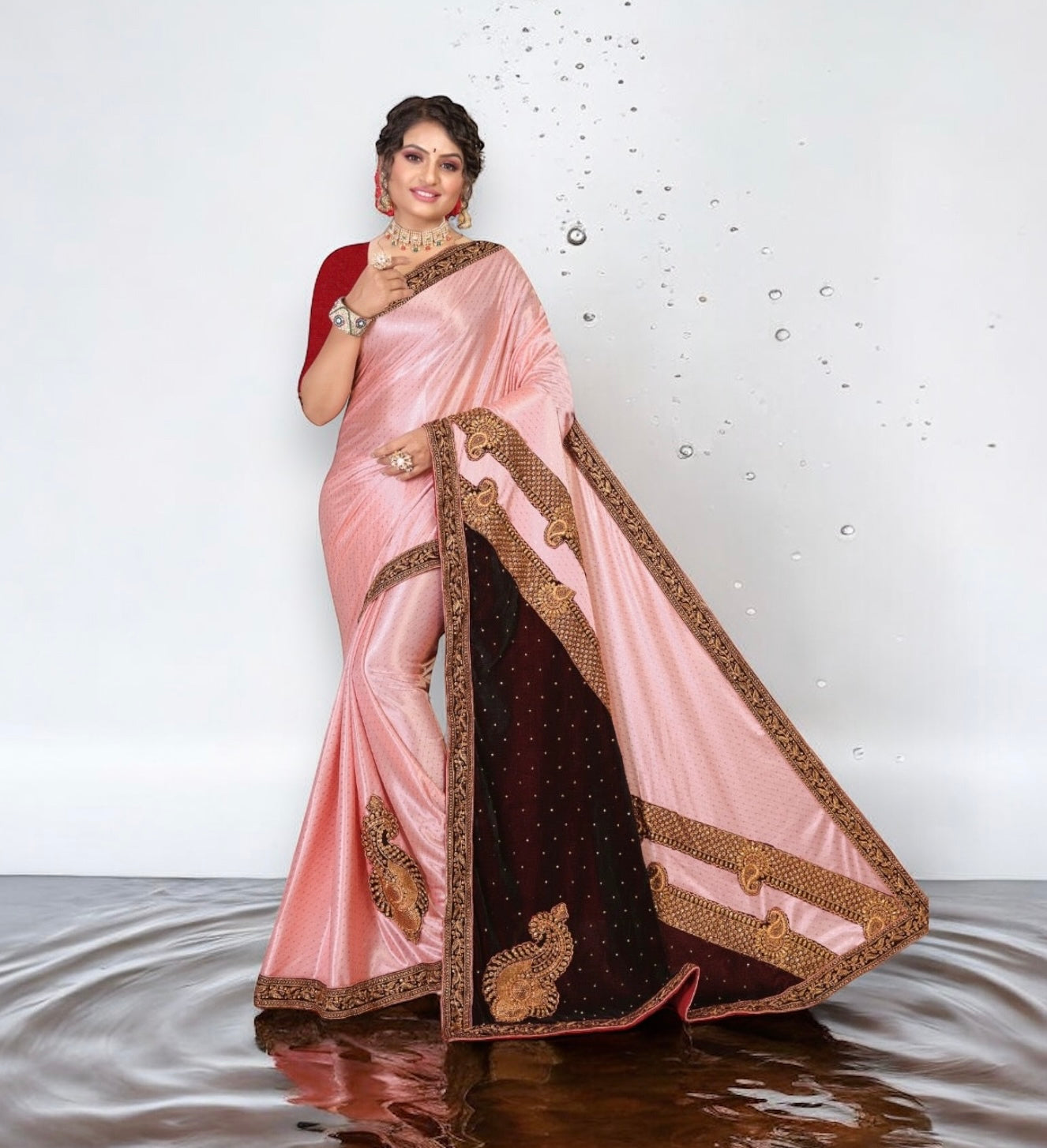 Elegant Ronisha Daksha - Heavy Lycra Embroidery Festive Wear Saree: Embrace Opulence and Style - A