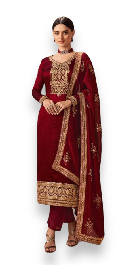 Elegance Unveiled: Blooming Silk Georgette Salwar Kameez - 14244