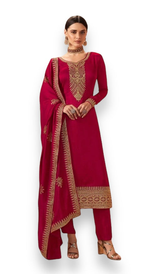 Elegance Unveiled: Blooming Silk Georgette Salwar Kameez - 14242