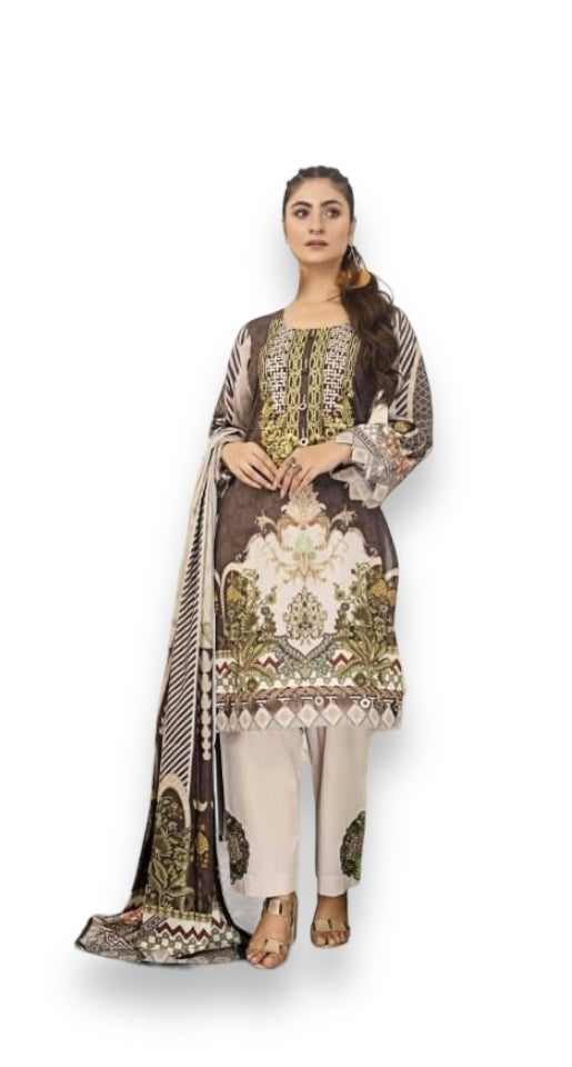 Luxurious Embroidered Haya Designer Linen Pakistani Dress -06