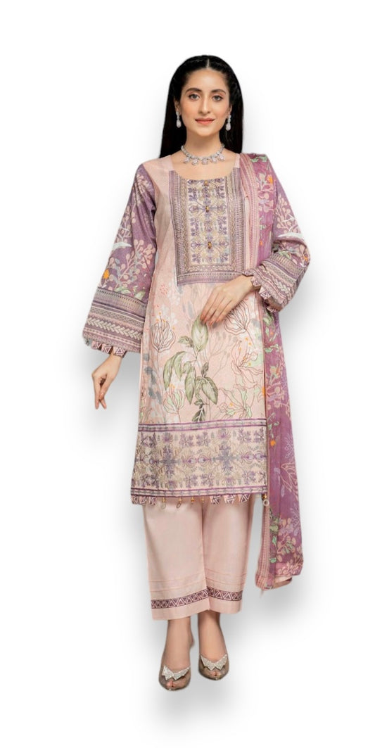 Luxurious Embroidered Haya Designer Linen Pakistani Dress - D2