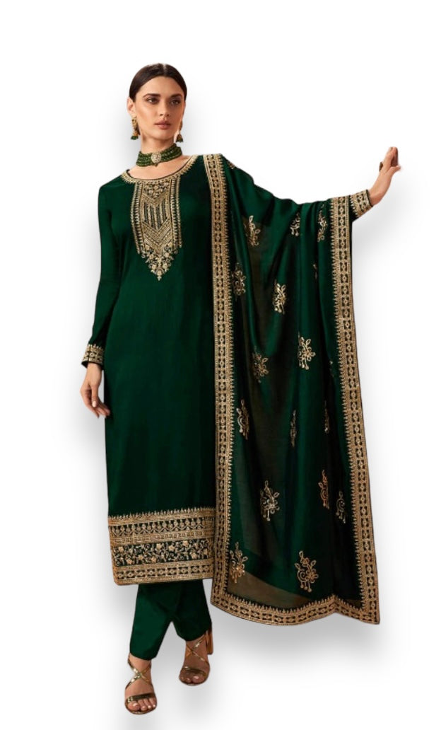 Elegance Unveiled: Blooming Silk Georgette Salwar Kameez - 14245