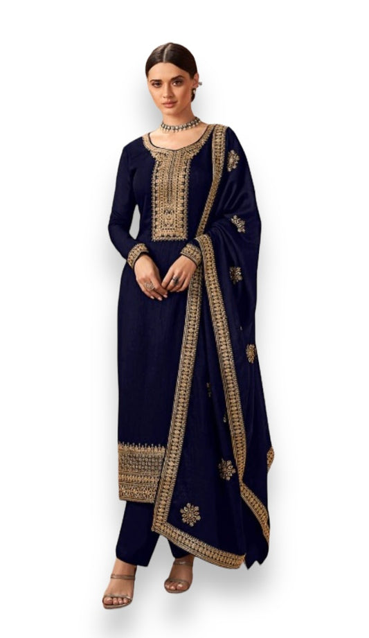 Elegance Unveiled: Blooming Silk Georgette Salwar Kameez - 14241
