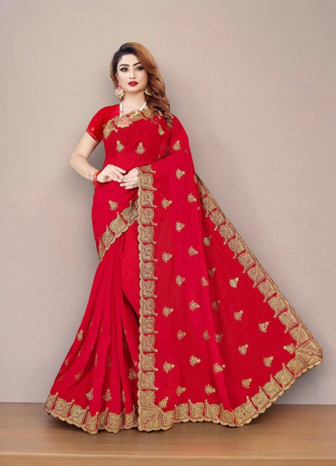Enchanting Elegance: Stone Work Saree for a Mesmerizing Party Look