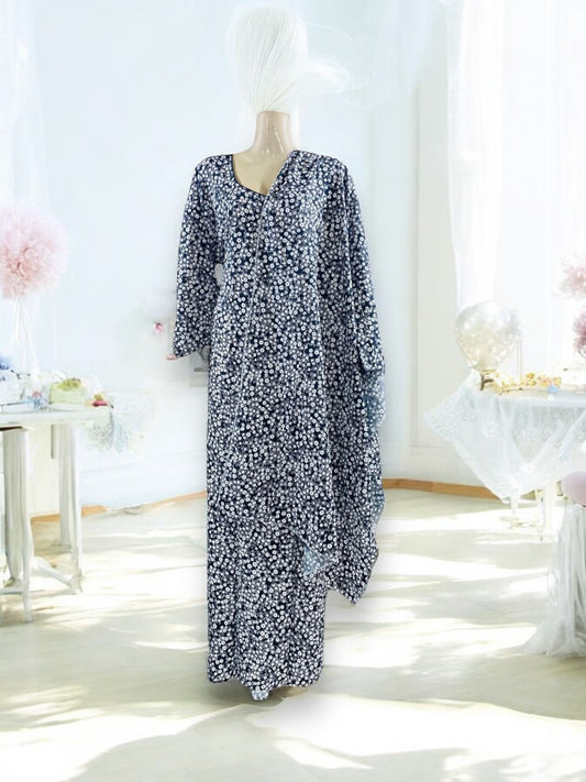 Linen Maxi Dress Set with Matching Dupatta - 122