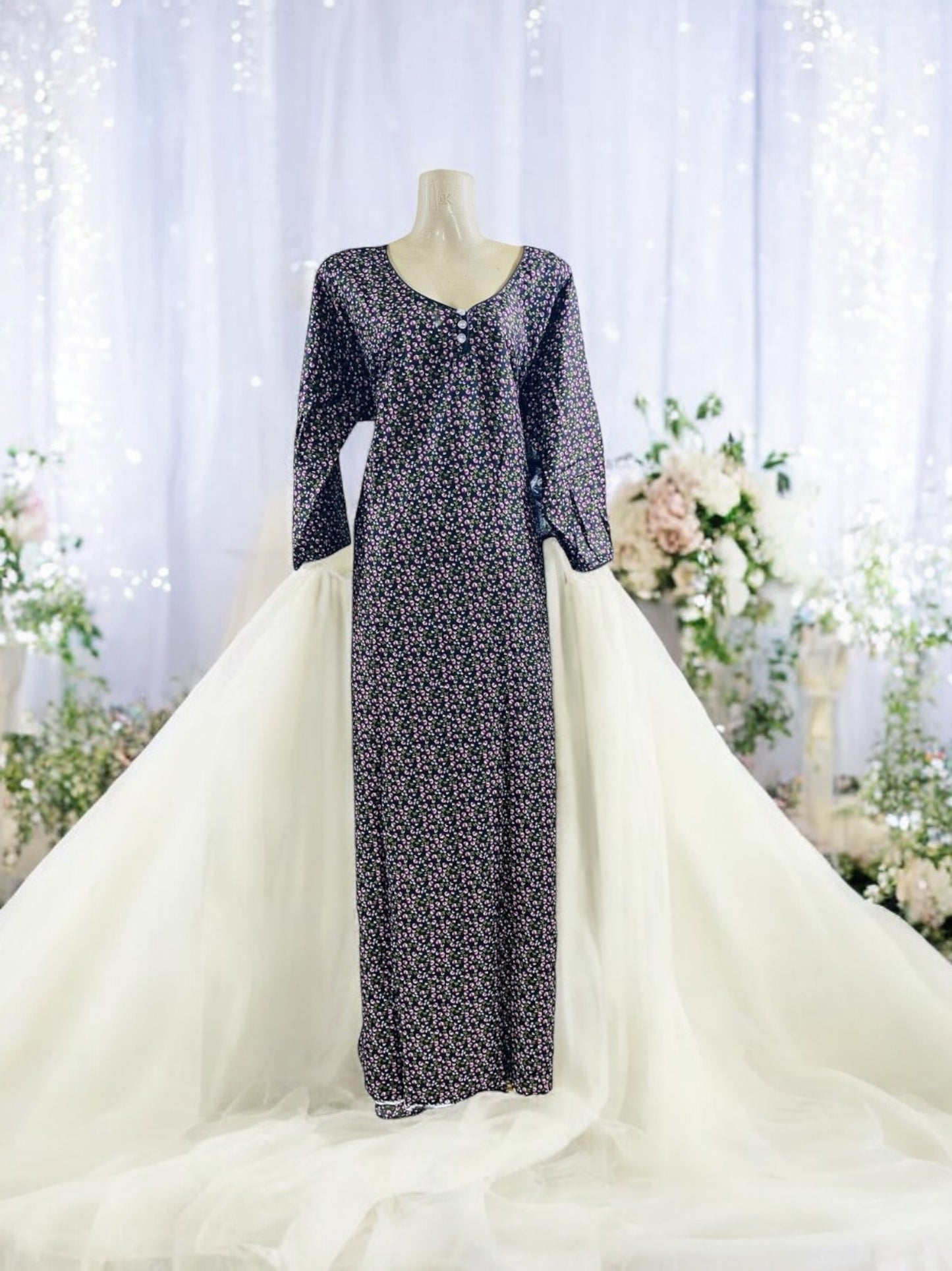 Linen Maxi Dress Set with Matching Dupatta - 111