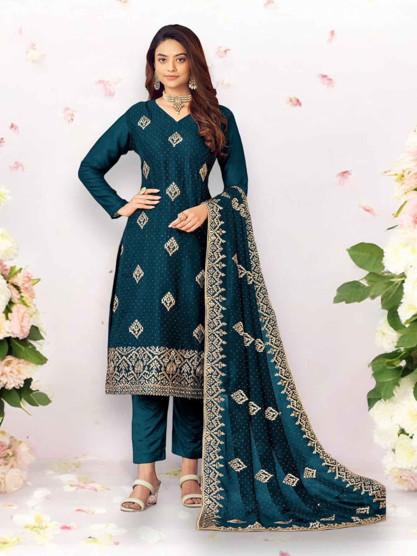 Teal Blue Elegance: Perfect Wedding Wear Salwar Suit