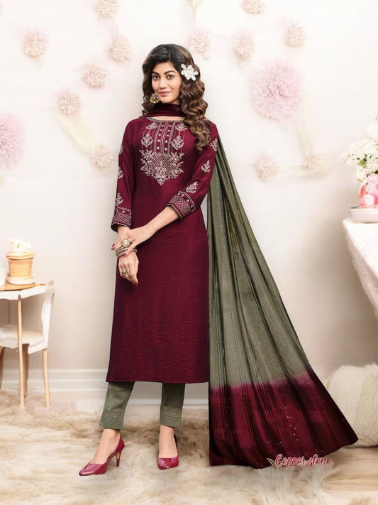 Enchanting Beauty: Ladies Flavour Copper Stone VOL 5 Naylon Viscose Salwar Kameez