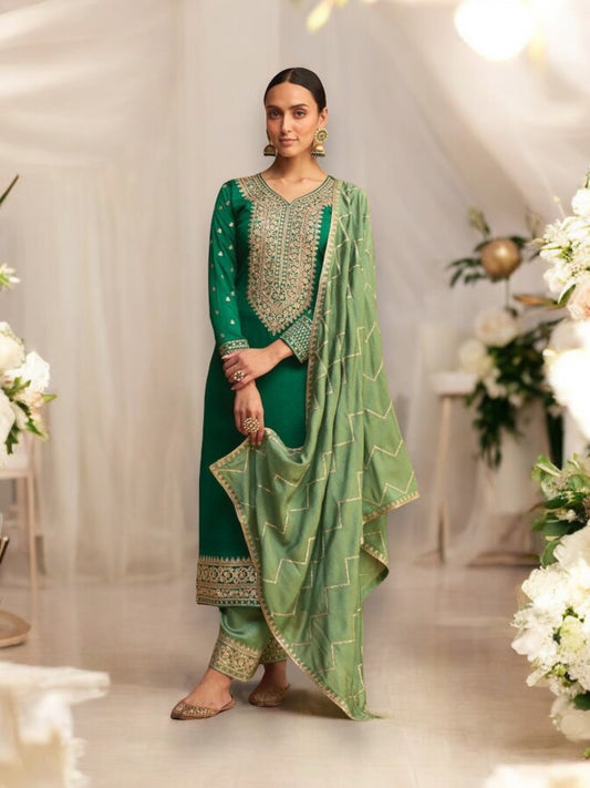 Elegant Essence: Designer Silk Salwar Suit for a Timeless Look - 9618