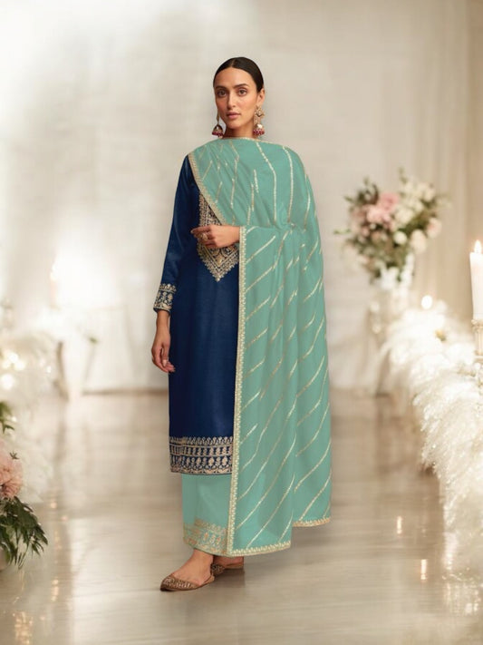 Elegant Essence: Designer Silk Salwar Suit for a Timeless Look - 9621