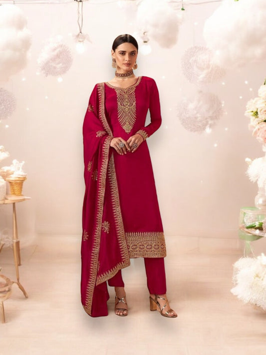 Elegance Unveiled: Blooming Silk Georgette Salwar Kameez - 14242