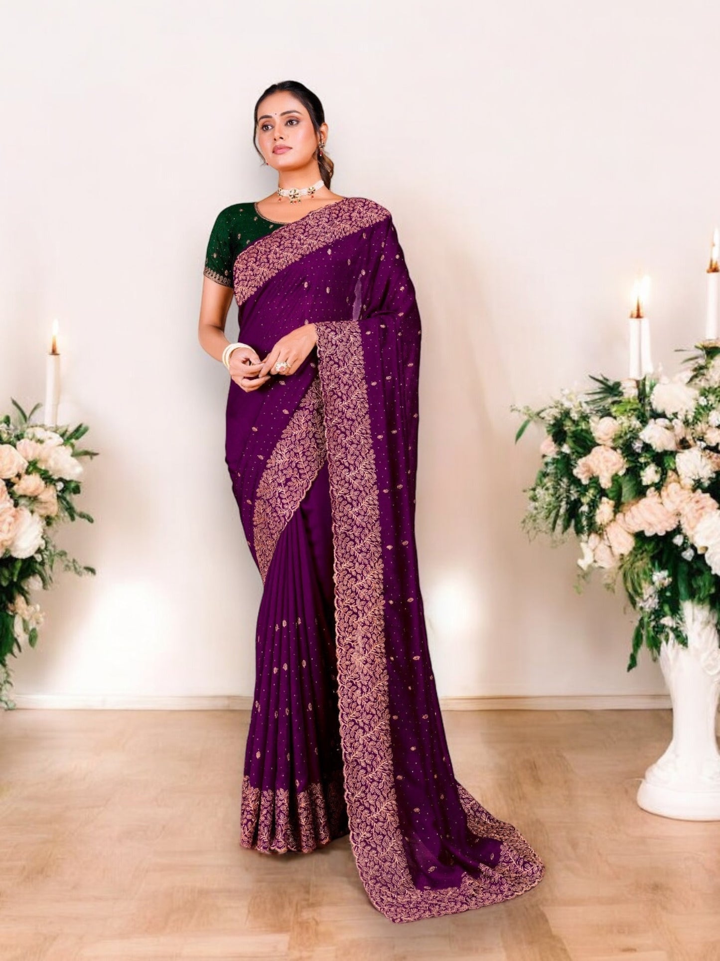 Vichitra Blooming Party Wear Saree-103