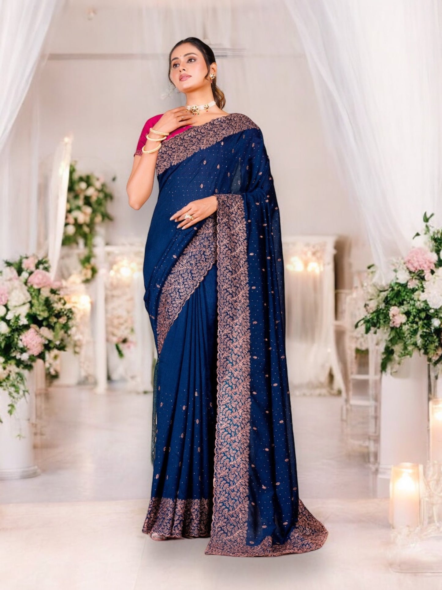 Vichitra Blooming Party Wear Saree-105