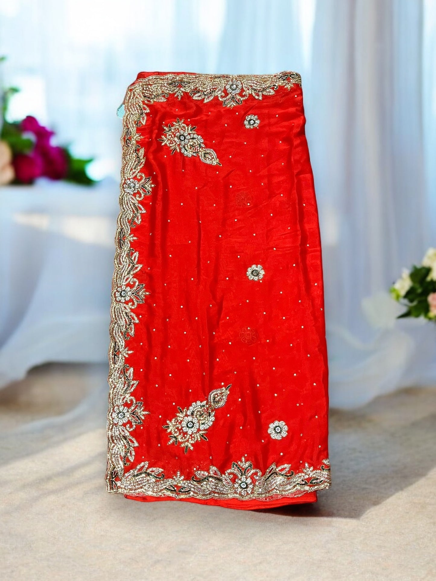 Shimmering Gem: Opulent Stone Work Saree for Dazzling Grace