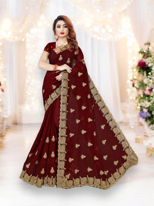 Enchanting Elegance: Stone Work Saree for a Mesmerizing Party Look