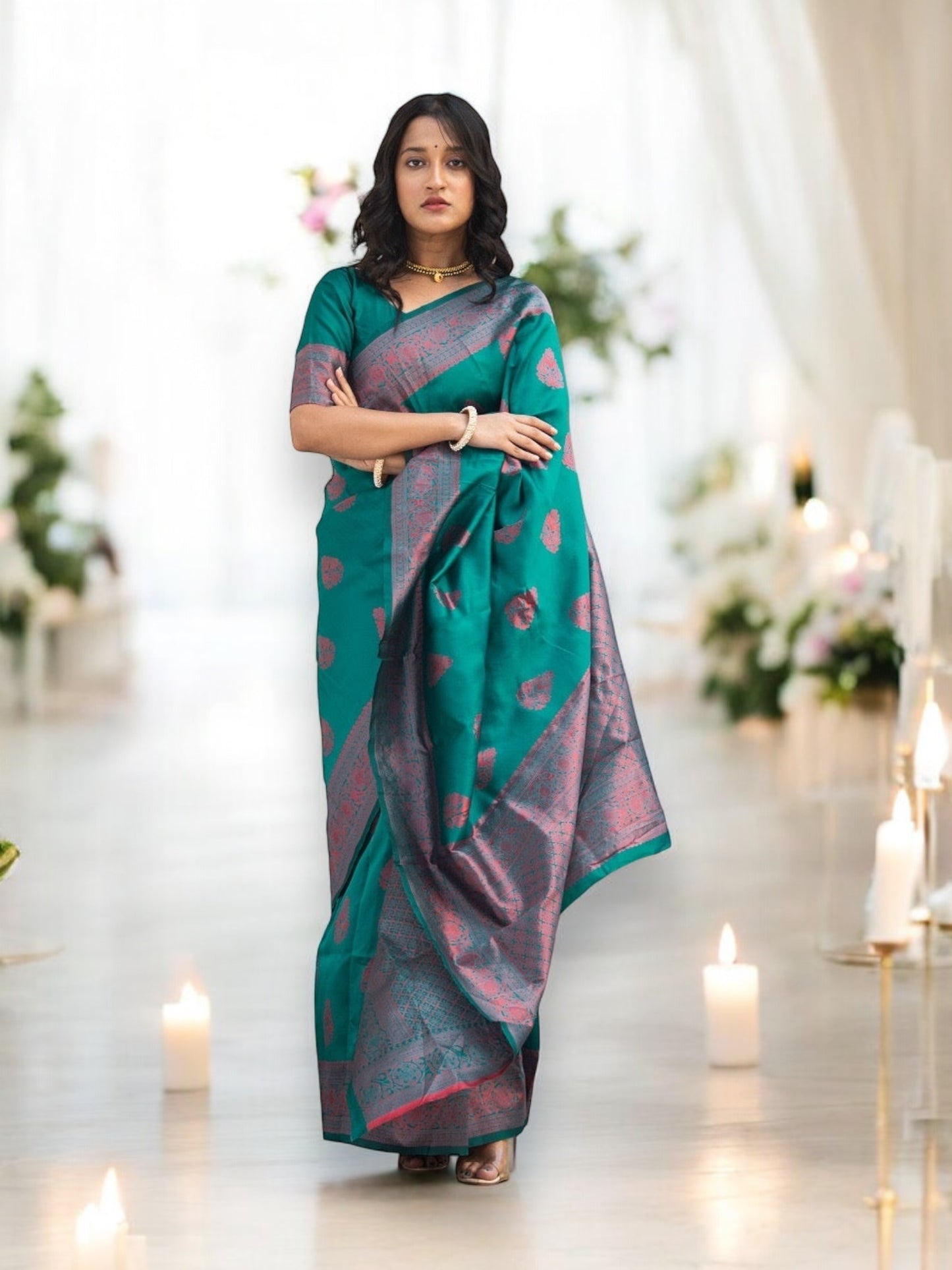 Elegant Jacquard Lichi Saree - 04