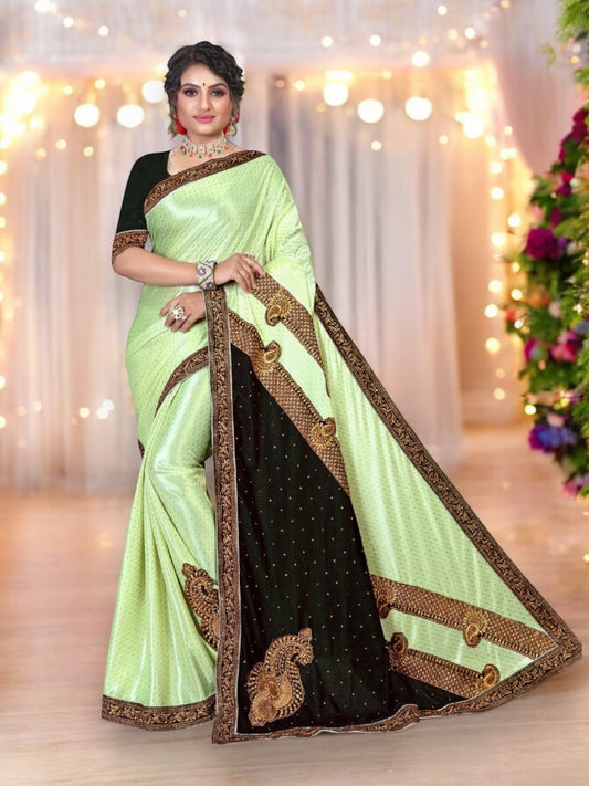 Elegant Ronisha Daksha - Heavy Lycra Embroidery Festive Wear Saree: Embrace Opulence and Style - C