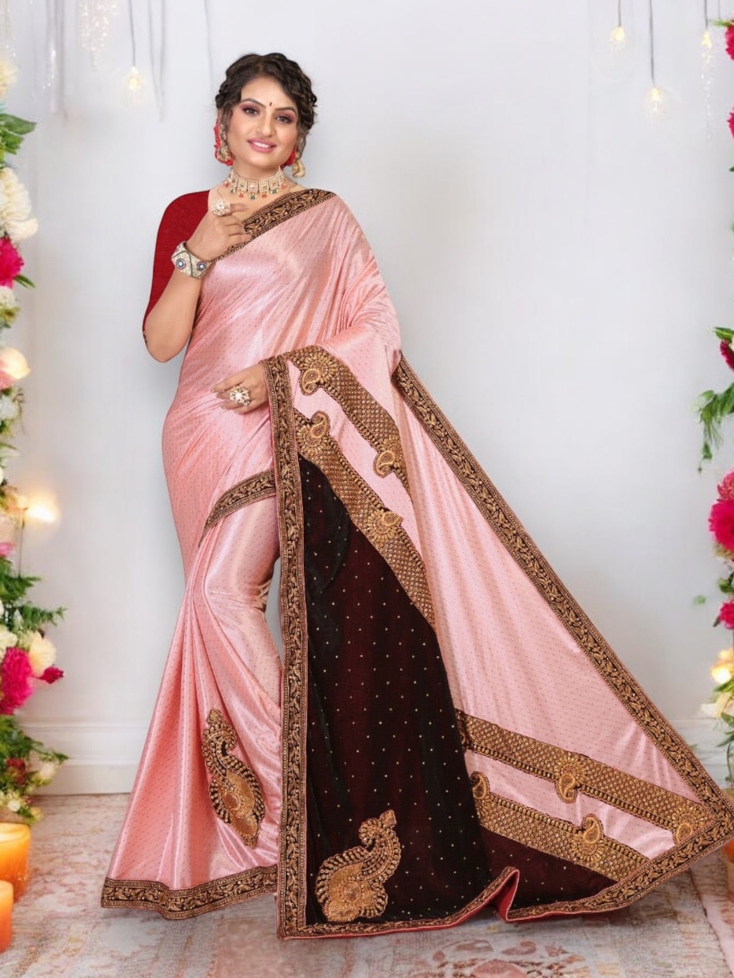 Elegant Ronisha Daksha - Heavy Lycra Embroidery Festive Wear Saree: Embrace Opulence and Style - A