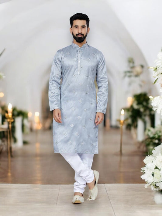 Gray Color Mens Kurta Pajama