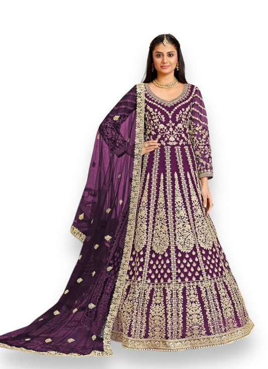 Royal Purple: Designer Embroidery Suit for a Regal Look - 3002