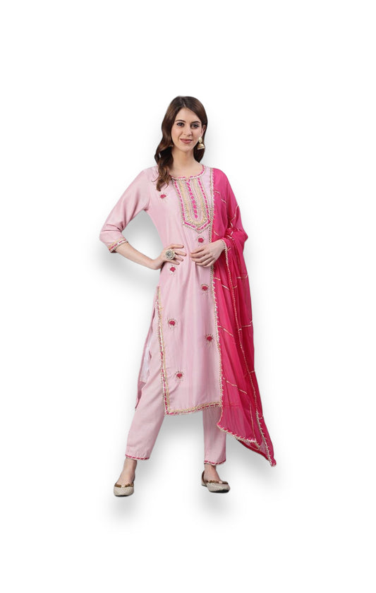 Light Pink Embroidery Work Cotton Salwar Suit