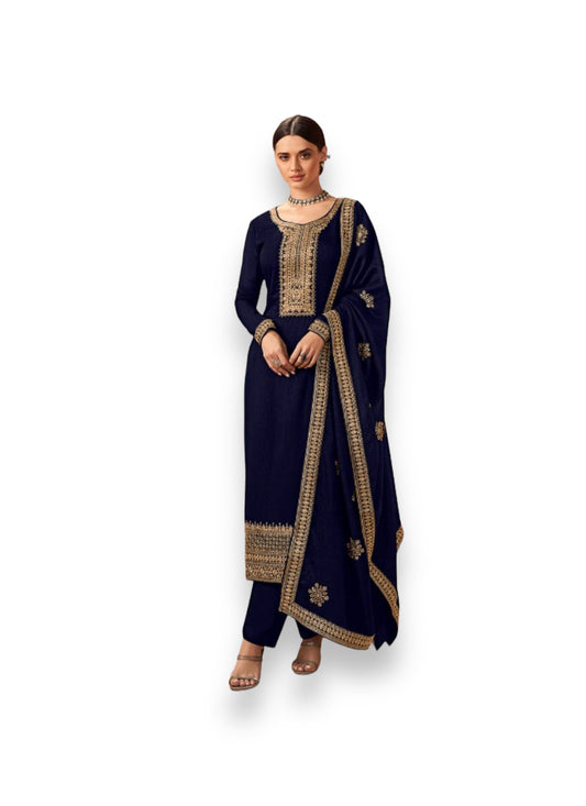 Elegance Unveiled: Blooming Silk Georgette Salwar Kameez - 14241
